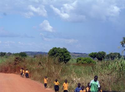 School Children On Road