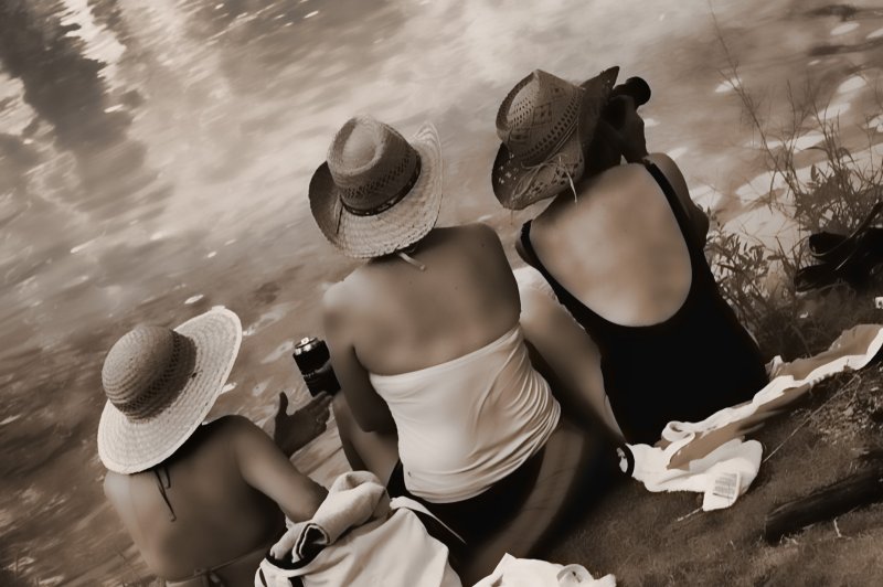THREE LADIES IN HATS