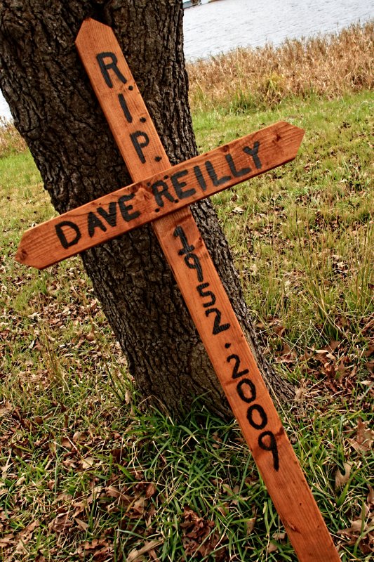 DAVES CROSS AND THE TREE HE LOVED TO CAMP UNDER