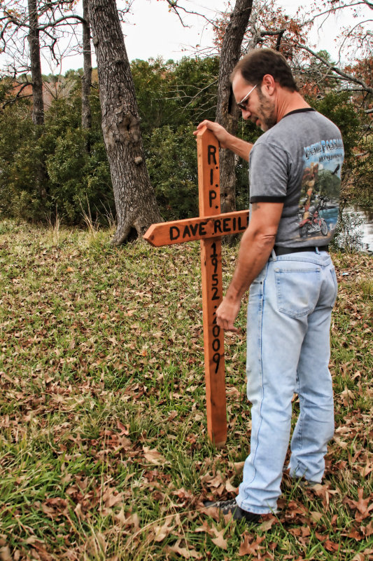 LES WITH THE CROSS HE MADE FOR DAVE
