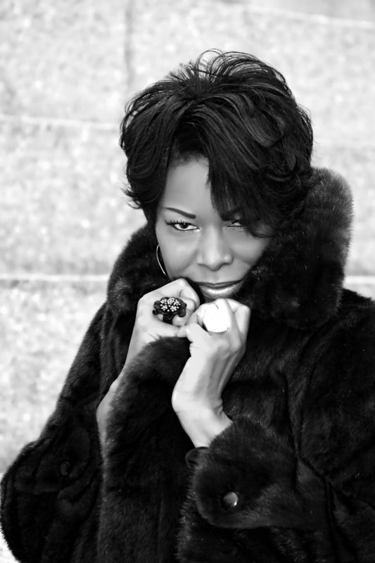 BENEATHA LOOKS GOOD IN MINK (B&W)