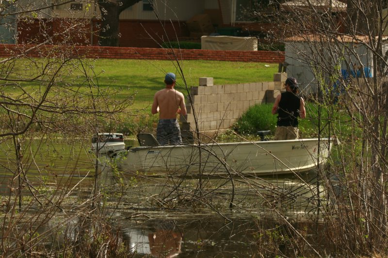YOU TAKE THE BOAT OUT TO FISH IN THE SMALL POND BEHIND YOUR HOUSE