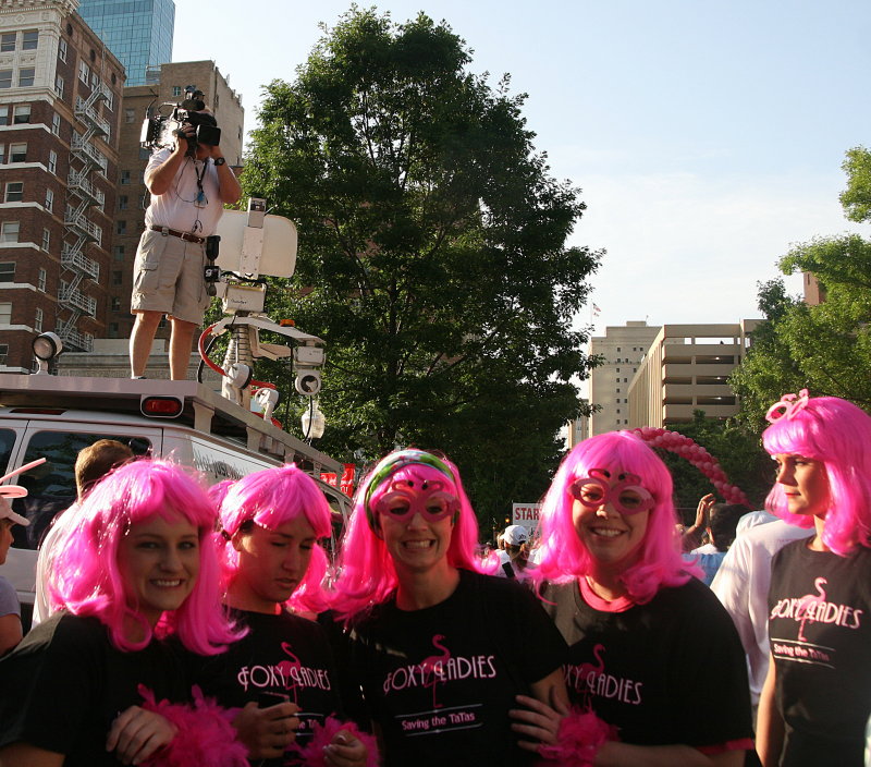 PINK HAIRED LADIES AND A NEWS GUY