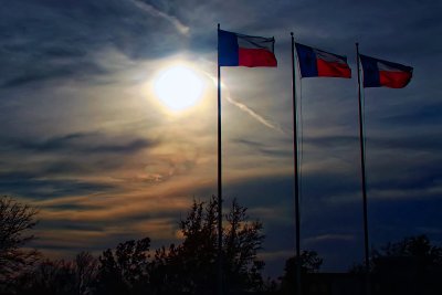 THREE TEXAS FLAGS