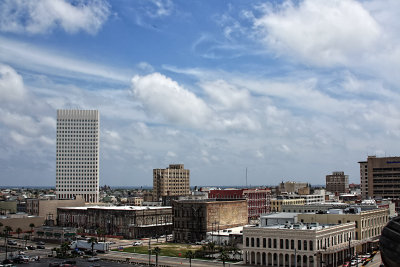 A VIEW OF GALVESTON FROM THE TOP DECK OF THE SHIP