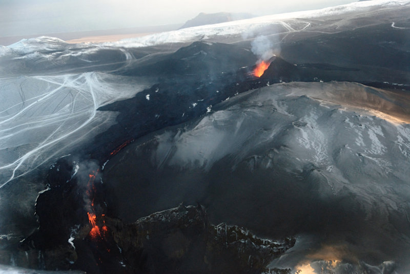 Eruption and lava flow