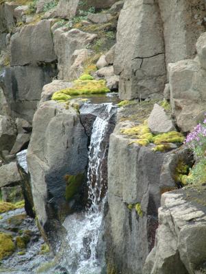 Water coming from inbetween the rocks