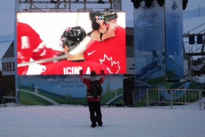 Lone Hockey Fan in Whistler Village