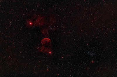 The Jellyfish and Friends (IC443, IC 444 and CR89, M35, NGC2158, IC2157) - 1300 pixels