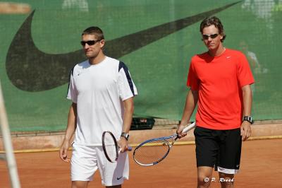 Max Mirnyi and Tomas Berdych on the court