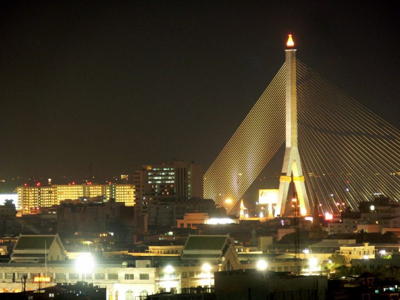 The Bridge Over the Chao Phraya River in Bangkok, Thailand