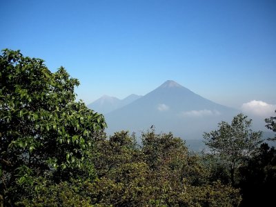From Left to Right, Volcanoes Fuego, Acatenango, and Agua.