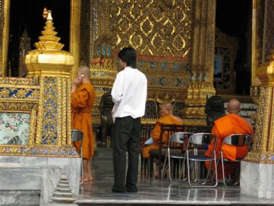 Monks having a ceremony at the Grand Palace  (the part with the Emerald Buddha was closed due to this)