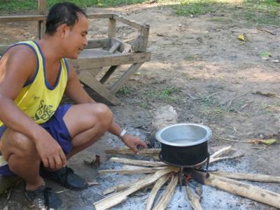 Sammy one of our trekking guides cooking our meal