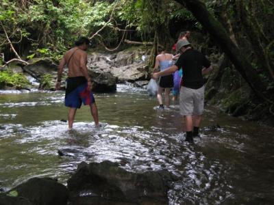 crossing one of the many streams that we had to walk through