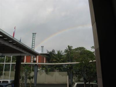 sitting in Colours Cafe @ All Seasons Resort and I looked up and there was a rainbow