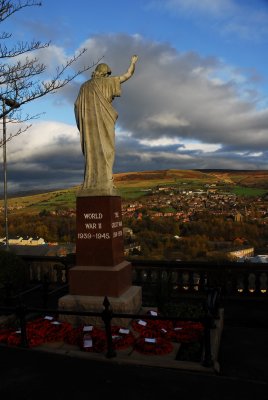 The Memorial in Mossley's Park After The Poppy Day Parade