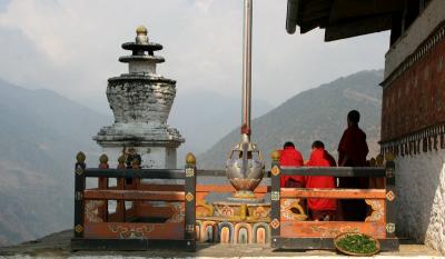 enjoying the view-Trongsa Dzong