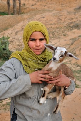 Girl with goat Matmata