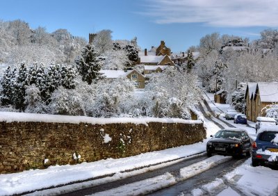 Looking up Paines Hill toward the church