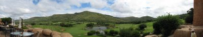 A panoramic view of  Lost City golf course from the patio