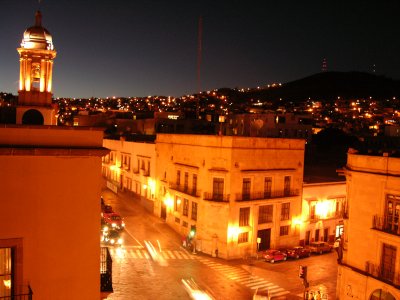 Zacatecas at night. One of the few times I've seen sodium light look good.