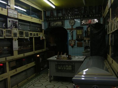 Inside the parlor.