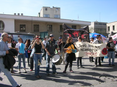 Animal rights activists, full of sound and fury,  in front of Plaza Mexico before a bullfight.