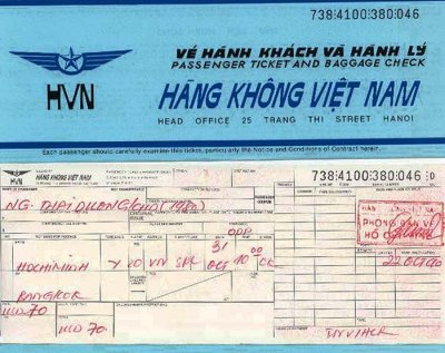 His ticket  for SGN-BKK flight on 31 OCT 1990