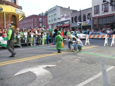 Measuring the parade route (98 feet)