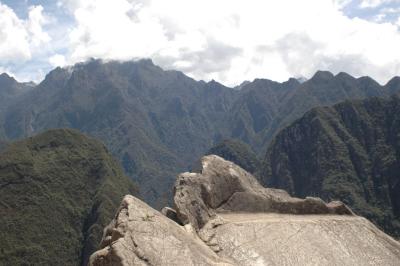 Carved rock depicts mountains