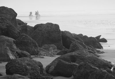 hiding behind the rocks