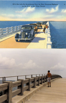 Key West then and now. The overseas highway.