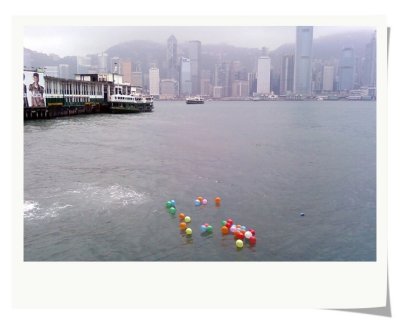 Colourful balloons on Victoria Harbour