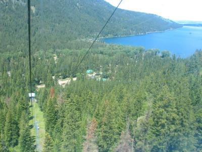 Going up tram to the summit of Mt. Howard