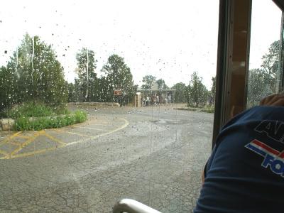Just made it to the bus as it started to rain