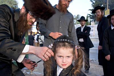 first hair cut during the lag b'omer celebrations at the mount M
