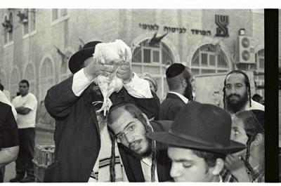 Vintage image of The Kaparot prayer, Mea Shearim, Jerusalem, Israel