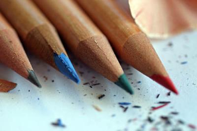 Sharpened pencil crayons
