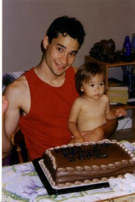 With Dad on Birthday (16 months)
