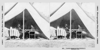 Lincoln in Gen. McClellan's tent 1862
