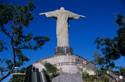 After reaching the top of Corcovado, visitors wishing to see Christ the Redeemer close-up and personal can access the statue.