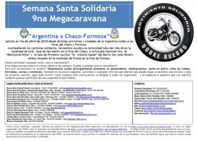 Semana Santa Solidaria 9na Megacaravana Argentina x Chaco-Formosa