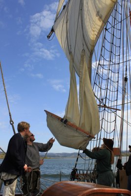 Hoisting the topsail