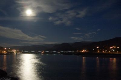 Moon and Bridge Lights