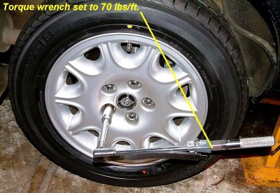 Proper torquing of wheel nuts 78 lbs/ft.