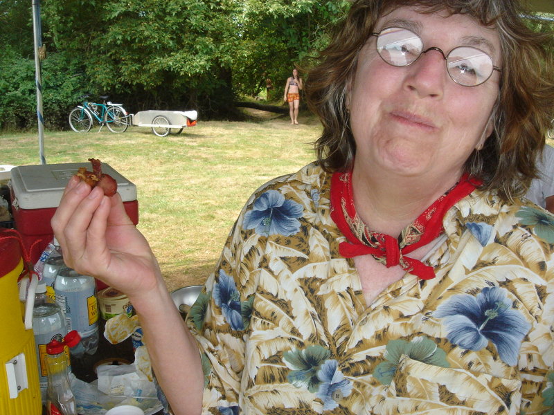 Debbie Fant loves the bacon feed.