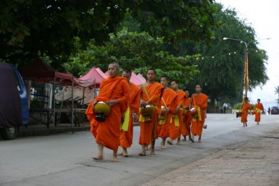 Monks collecting alms, Luang Prabang