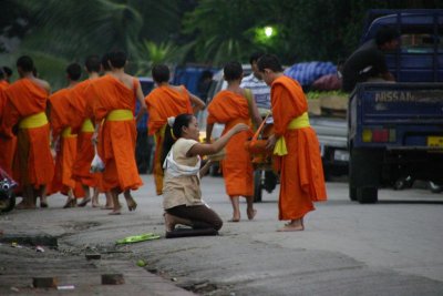 Monks collecting alms, Luang Prabang