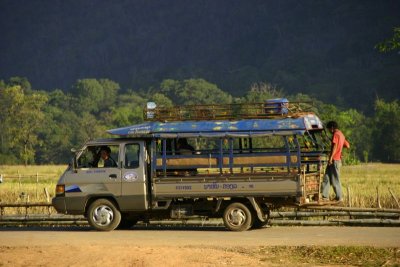 A songthaew (minibus)
